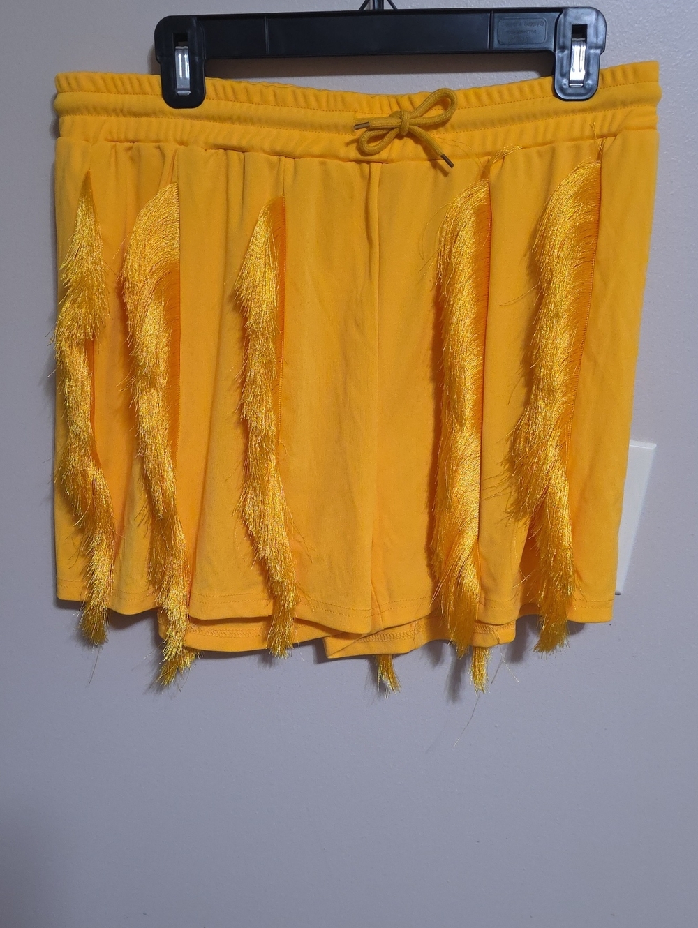 Yellow Fringe Drawstring Women's Shorts